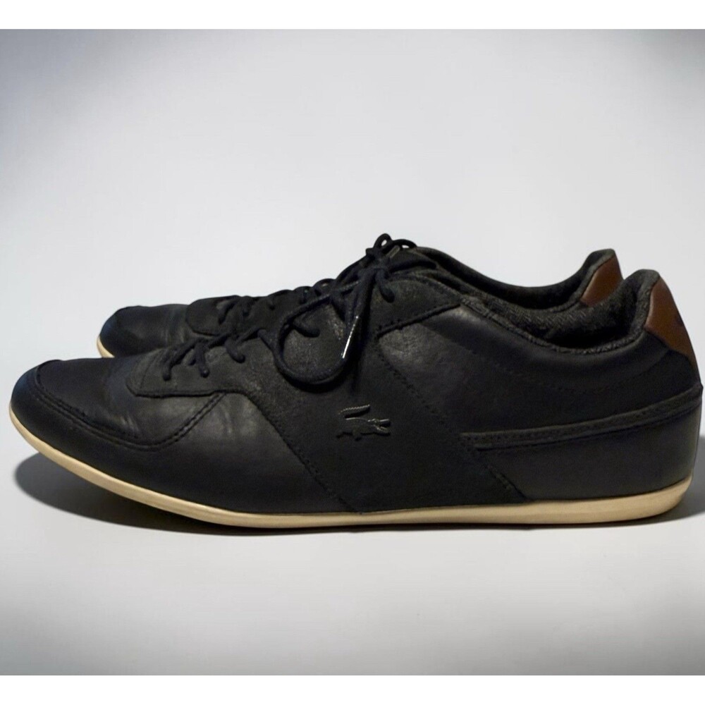 Lacoste Taloire 14 SRM Mens Size 12 Black Leather Gum Sole Sneakers | Classic